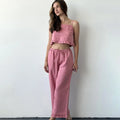 Ruffled Solid Color Pajamas Custom logo Cotton Home Clothes Wholesale Drawstring Trousers Factory Directly