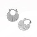 Geometry Folding Handbag Striped Pleated Bohemian Style Women's 925 Sterling Silver Hoop Earrings for Wedding Party Gift MegaBDM