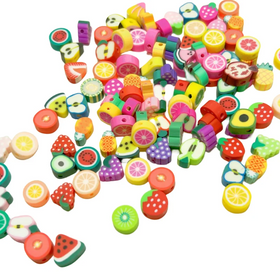 Wholesale 10mm Round Blue Mixed Fruit Soft Clay Slice DIY Handmade Craft Bracelet Necklace Loose Beads
