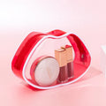 Classic Red Lip Shape Clear Cosmetic Bag Customized Makeup Brush Cosmetic Bag and Cases Waterproof PVC Toiletry Makeup Bag