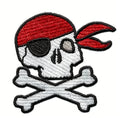 2.5 Inch Wide Embroidered Skull with Red Kerchief Peace Patch for Hat & Clothing Iron-On Style Made of Felt