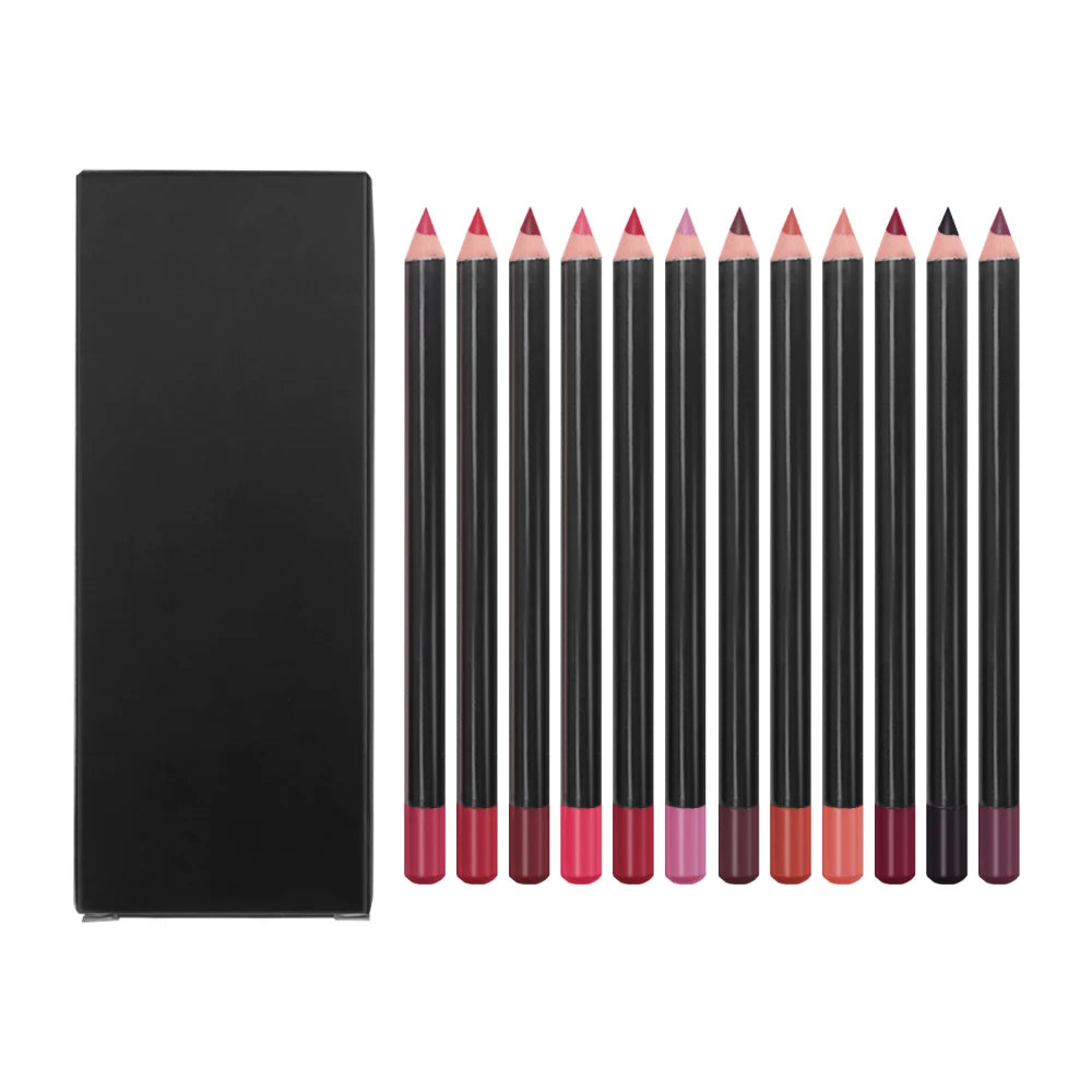 Private Label Vegan 12 Color Matte Lip Liner Set Nude Long Lasting Non-Stripping Lipliner Kit Ideal Gift for Mother'S Day