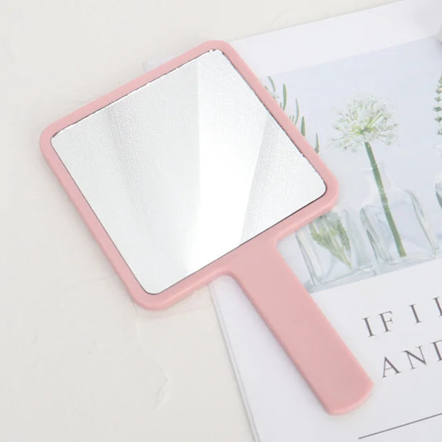 Wholesale Mini Custom Makeup Mirror with Blush Palette & Lipstick Liquid Face Makeup Handle Mirror Private Label Promotion Gifts