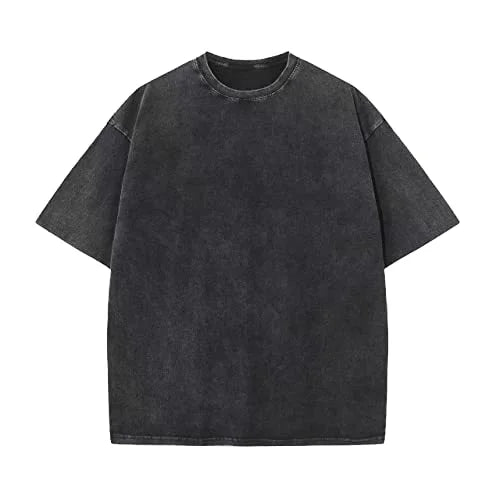 Wholesale Men Washed Tshirt Stonewashed Shirts Basic Tshirt Blank 230gsm Tee Oversized Loose Fit 230gsm Vintage Cotton Tshirt