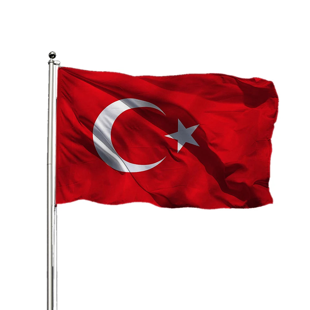 Wholesale Custom Size 100% Polyester Turkey Flag Double-Sided Printed Pennant Waterproof with Aluminum Flagpole Eco-Friendly