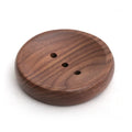 JIEFU Wholesale Custom Logo Round Shape Natural Walnut Wood Soap Dish