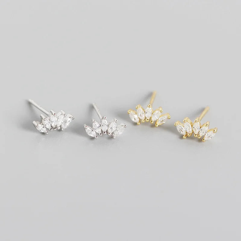 New Earrings Trendy 925 Sterling Silver Minimalist Stud Earrings Set Luxury Diamond Flower Earrings Jewelry for Women