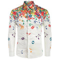Autumn Men Shirts Casual Musical Note Printed Long Sleeve Turndown Collar Shirt Blouse Top for Men Fashion Clothing