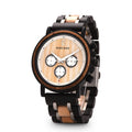 For BOBO BIRD Custom Logo Relogio Masculino Men's Sport and Fashion Wood Chronograph Watch with Stainless Steel Band OEM