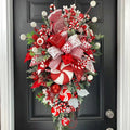 Hot Selling Red Plastic Christmas Wall and Door Hanging Decorations Holiday Candy Style Ornaments MegaBDM