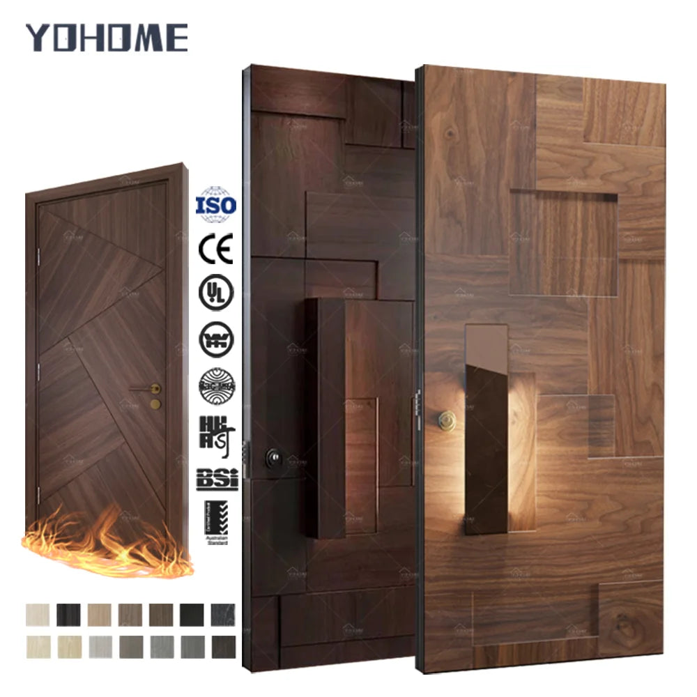 China Top Manufacture 3D Visual Impact Luxury Door Elegant Design House Home Wooden Exterior Pivot Front Entryway Doors