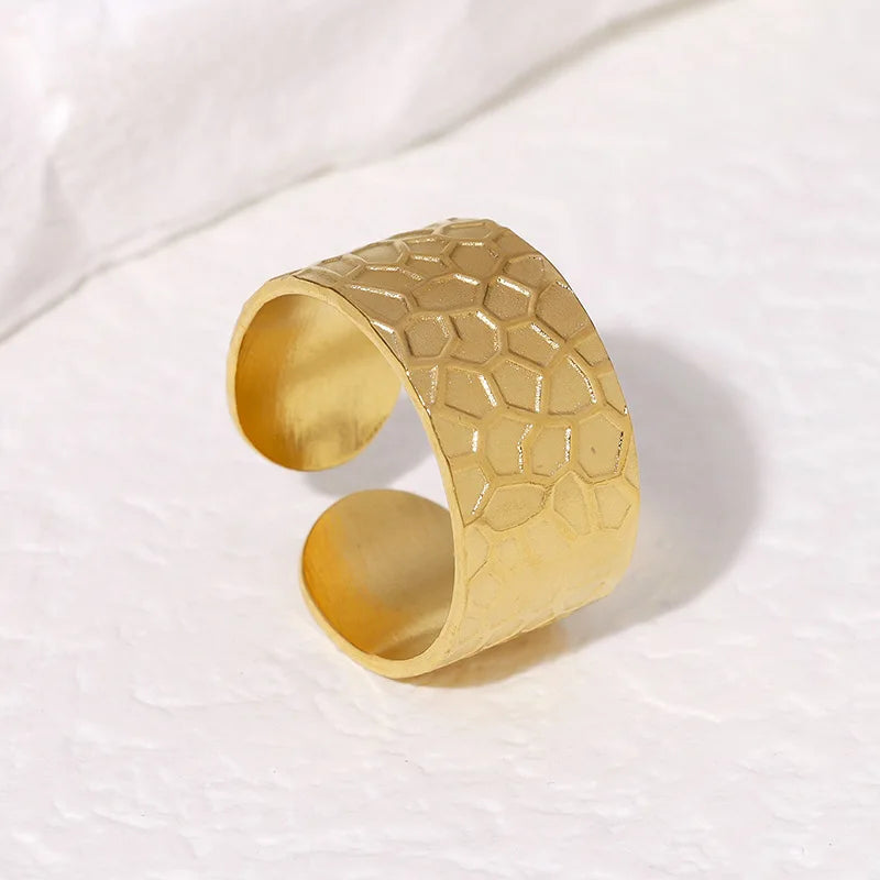 Beimai Customizable Stainless Steel Open Ring Punk Hip-hop Style with Irregular Hammer Pattern Fashionable Accessory MegaBDM