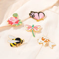 Spot Wholesale Beautiful Flowers Pins Carp Lotus Bee Metal Soft Enamel Lapel Pin