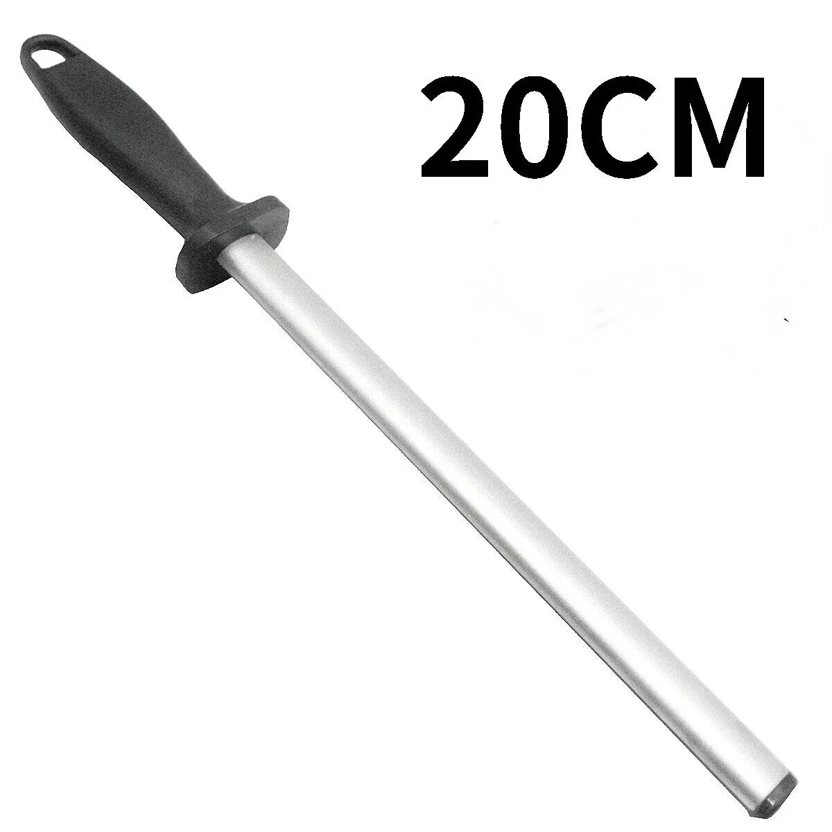 8 Inch Sharpening Rod High Hardness Knife Steel Sharpener for Kitchen Knives -Silver Finish