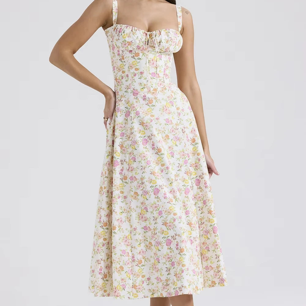 Elegance Apparel Summer Dress Temperament Clothes Women Spaghetti-strap Gentle Style Dress for Women French Style Ladies Dress