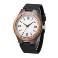 TJW Men's 100% Natural Ebony/Zebrawood Combination Wooden Business Watch Seiko Quartz Movement 45mm Pointer Dial Limited Edition