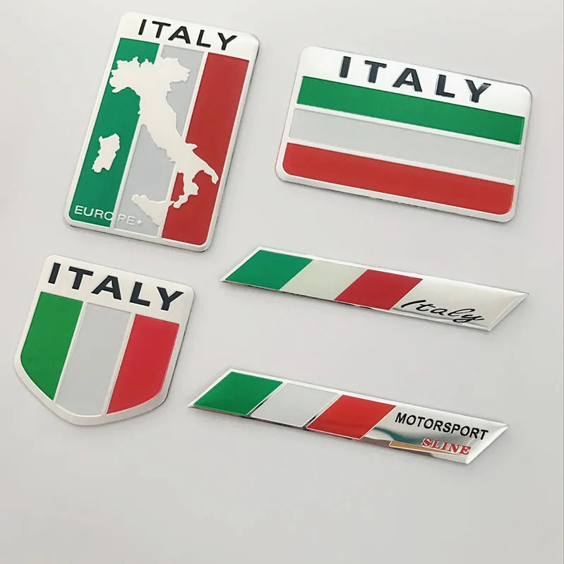 Italy Flags Aluminum Alloy Car Emblem Badges Custom Logo Enamel Car Emblem Italy Map Self Adhesive Metal Car Sticker