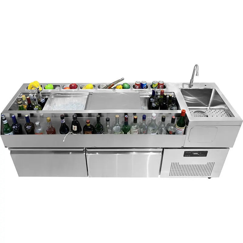 Commercial Bartender Station Cocktail Bar Workstation Bartender Cocktail Station With Underneath Refrigerator