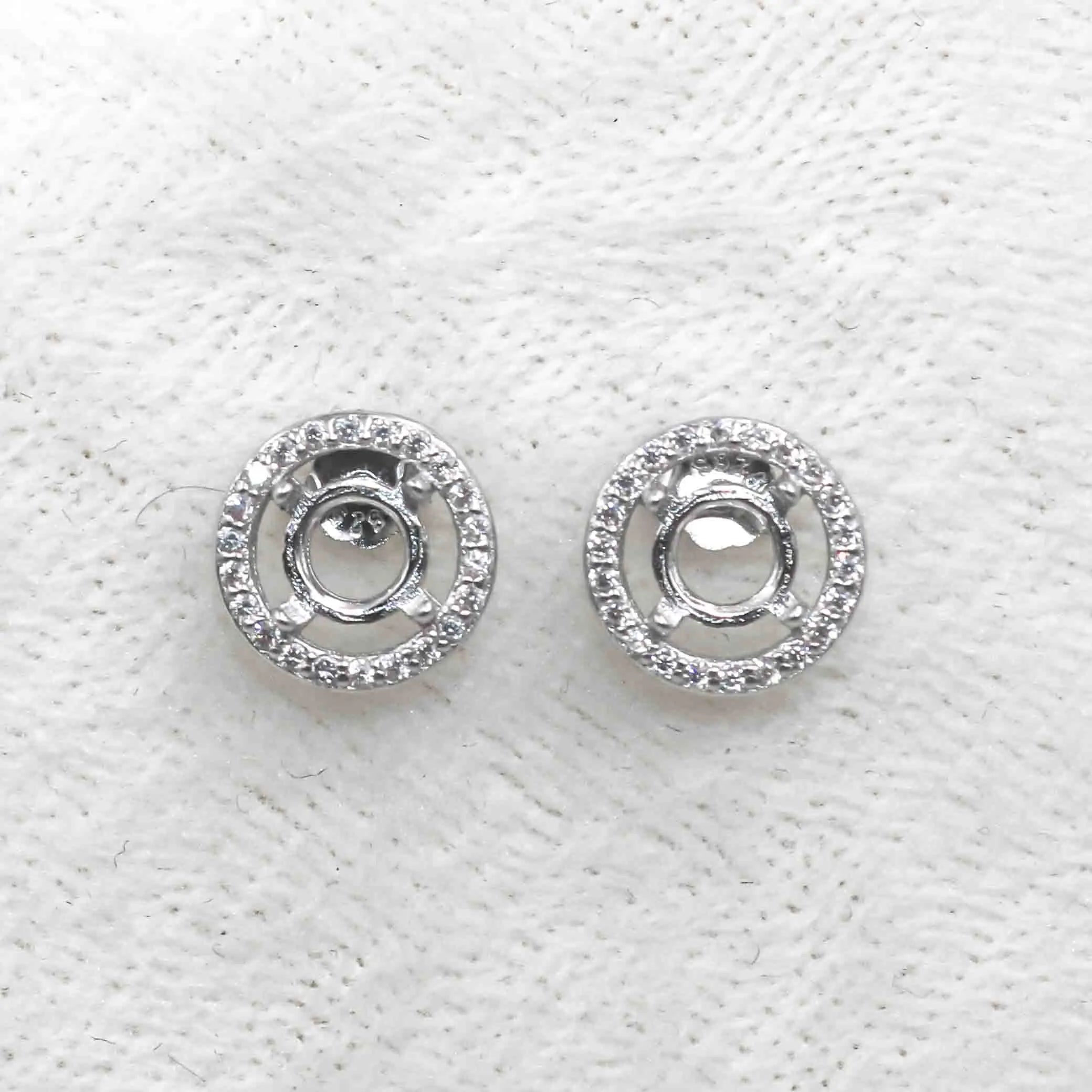 Sterling Silver 5*5mm Semi Mount Stud Earrings Empty Support Blank Claws Setting S925 Base Without Center Stone for DIY Inlay
