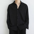 Custom Plus Size Men's Long Sleeve Formal Shirt Black Polyester Knitted Fabric Solid Pattern Business Turtleneck Stylish