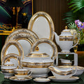 Karosa 98pcs Chinaware Luxury Porcelain Dinnerware Set Gold Design Bone China Dinner Plate Dishes Bowl Tea Coffee Cup Sets