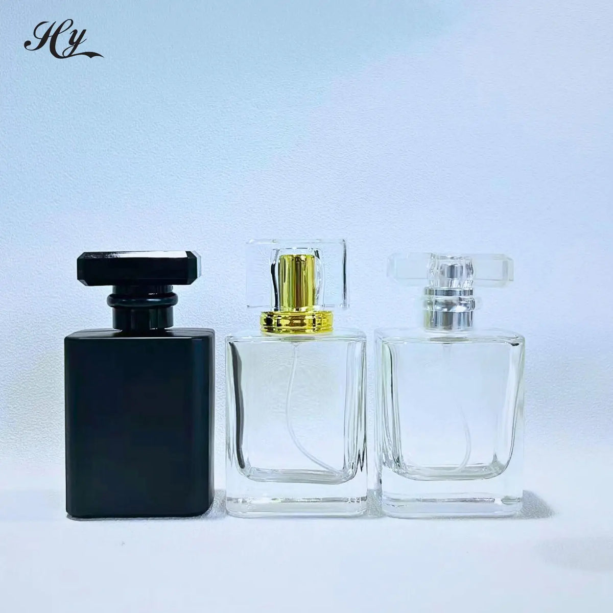 Customized Logo 30ml 50ml 100ml Flat Spray Rectangle Thick Square Decorative Bottles Glass Perfume Bottle