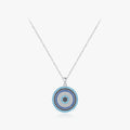 925 Sterling Silver Link Chain Fine Jewelry Luxury Vintage Turquoise Blue Clear CZ Evil Eyes Pendant Necklace for Women