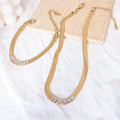 Trendy Women Mens Unique High Quality Cubic Zirconia Paved Stainless Steel Silver Gold Diamond Snake Chain Choker Necklace