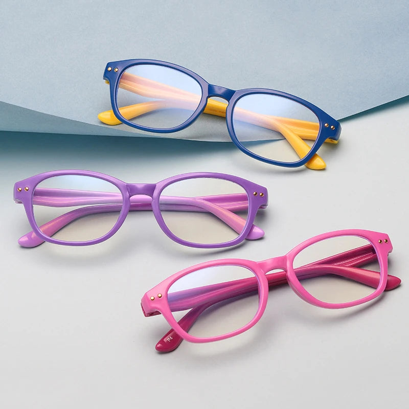 Ready to Ship Round TR90 Flexible Silicone UV400 Kids Children Computer Anti Blue Light Blocking Glasses for Boys and Girls