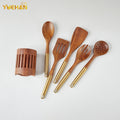 Nice Design 6 Pcs Teak Wood Cookware Non Stick Spatula Cooking Tools Gadgets Wooden Kitchen Utensils Set