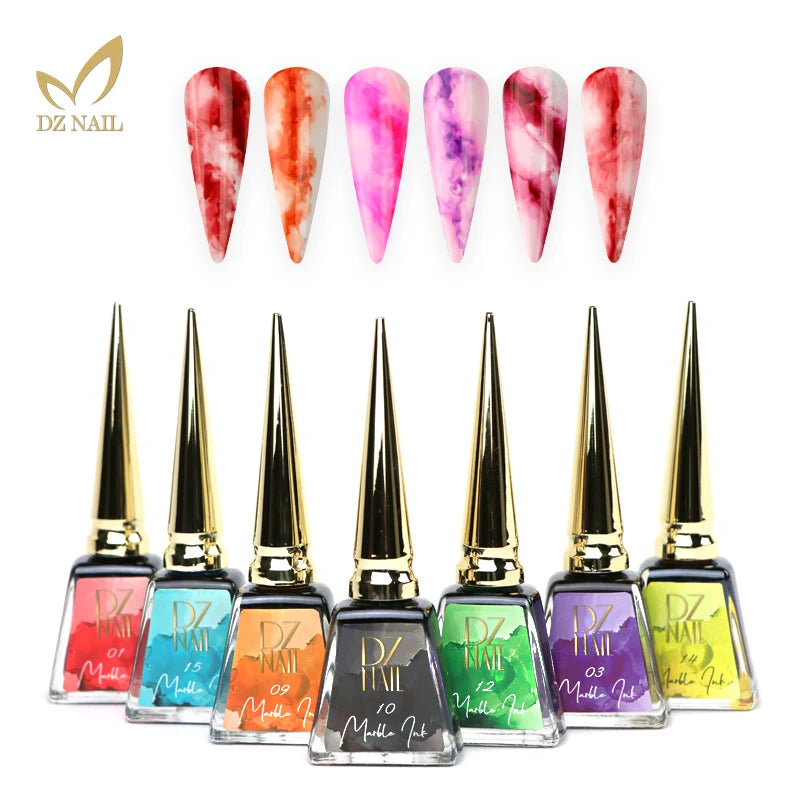 Nail Art Design Marble Shading Blossom Gel Nail Polish Art Marble Watercolor Ink Nails Liquid Polish Gel for Blooming