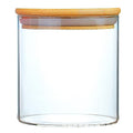 Eco-friendly Round Glass Airtight Canister Bamboo Lid Food Storage Container Silicone Material Blow-Molded Technique Kitchen Use