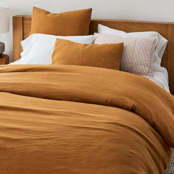 Breathable 100% French Linen Bedding Set Washed Flax Bed Duvet Cover Sets
