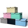 Practical Foldable Linen Fabric Storage Box Bin with Lids Rectangle Shape for Home Wardrobe Cloth Organizer-Wholesale