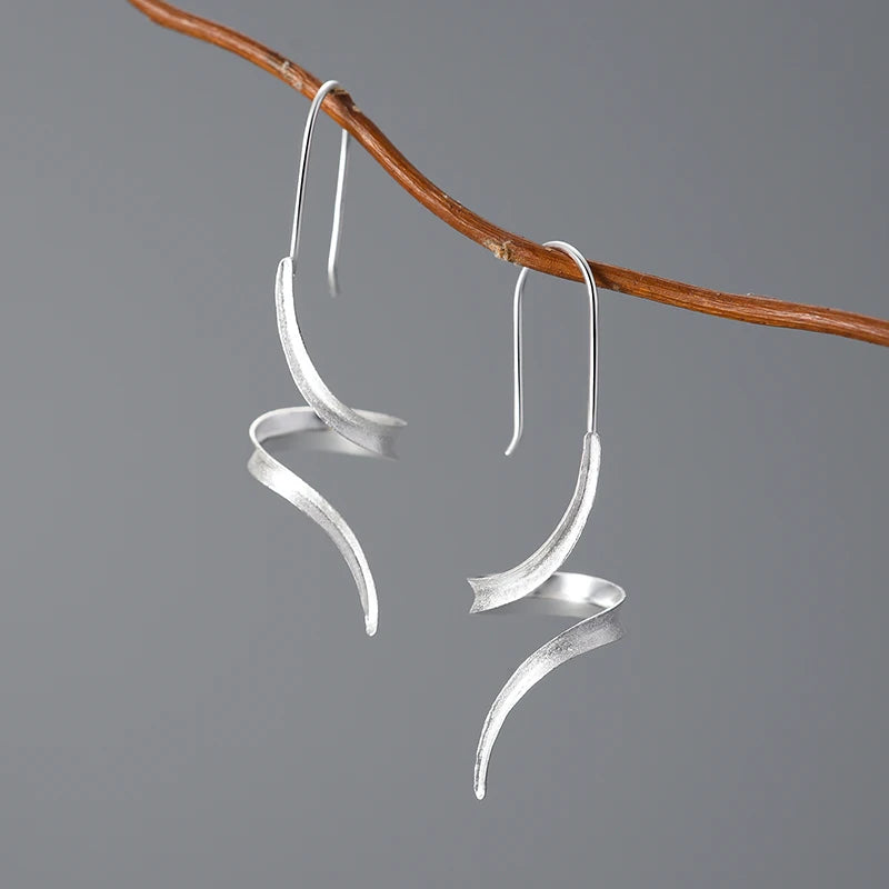 Minimalism Unusual Curved Lines Asymmetrical Dangle Earrings Real 925 Silver18k Gold Plated Party Fine Jewelry for Women