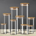 High Borosilicate Glass Jar Diameter 65mm 85mm 100mm Kitchen Food Storage Dry Fruit Multigrain Seal Jar With Bamboo Wood Cap