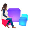 Modern LED Light-Emitting Cube Outdoor Furniture Creative Remote Control Bar Stools Colorful Rechargeable Plastic Square Stools