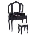 Classic Black Dressing Table Cabinet with Drawer and Stool