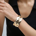 Women's Alloy Wide Cuff Bracelets Exaggerated Big Bangles with Gold Plating European and American Style