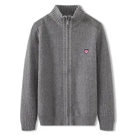 Men Cardigan Half High Neck Zipper Turtleneck Knit Long Sleeve Autumn Sweater