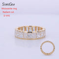 Semi Bezel Radiant Cut Moissanite Wedding Ring 10K 14K Solid Gold 3X5MM Moissanite Diamonds Radiant Cut Eternity Band