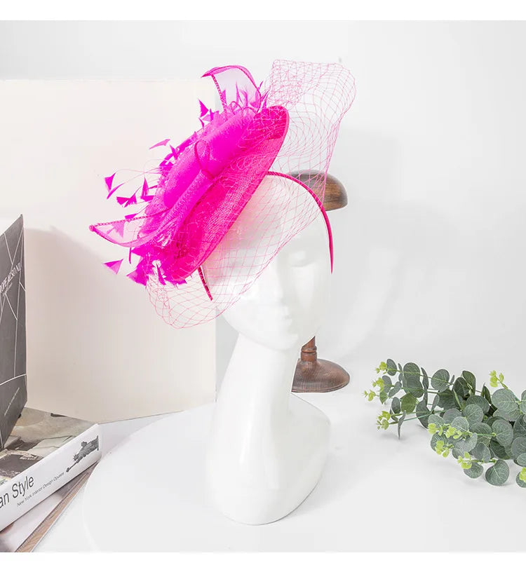 Vintage Women Tea Party Flower Fascinator Hat for Bridal Wedding Ladies Vintage  Church Derby Ascot Sinamay Hats Headdress