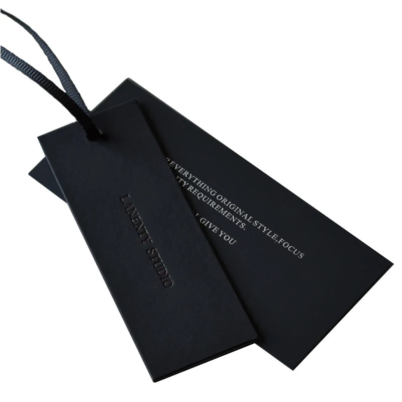 Customize Recycled China Garment Accessories Clothing Price Tag Black Card Paper Specialty Hang Tag for Shoes
