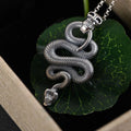 925 Sterling Silver Snake Skull Pendant Thai Silver Antique Style Cool Personality Punk Skeleton Pendants for Men