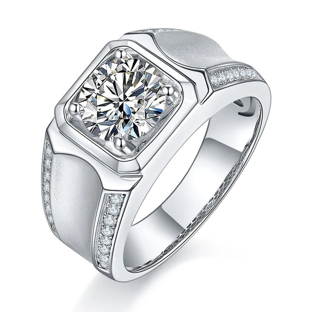 Fashion Jewelry 2ct Moissanite Diamonds Stone Level D Vvs Rhodium Plated 925 Sterling Silver Eternity Couple Wedding Men Rings