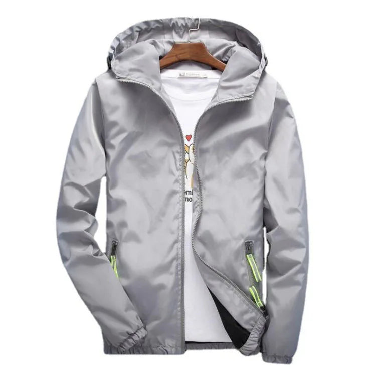 Spring Autumn Mens Jacket Casual Solid Baseball Bomber Jackets Windbreaker Zipper Thin Hooded Coat Male Jacket