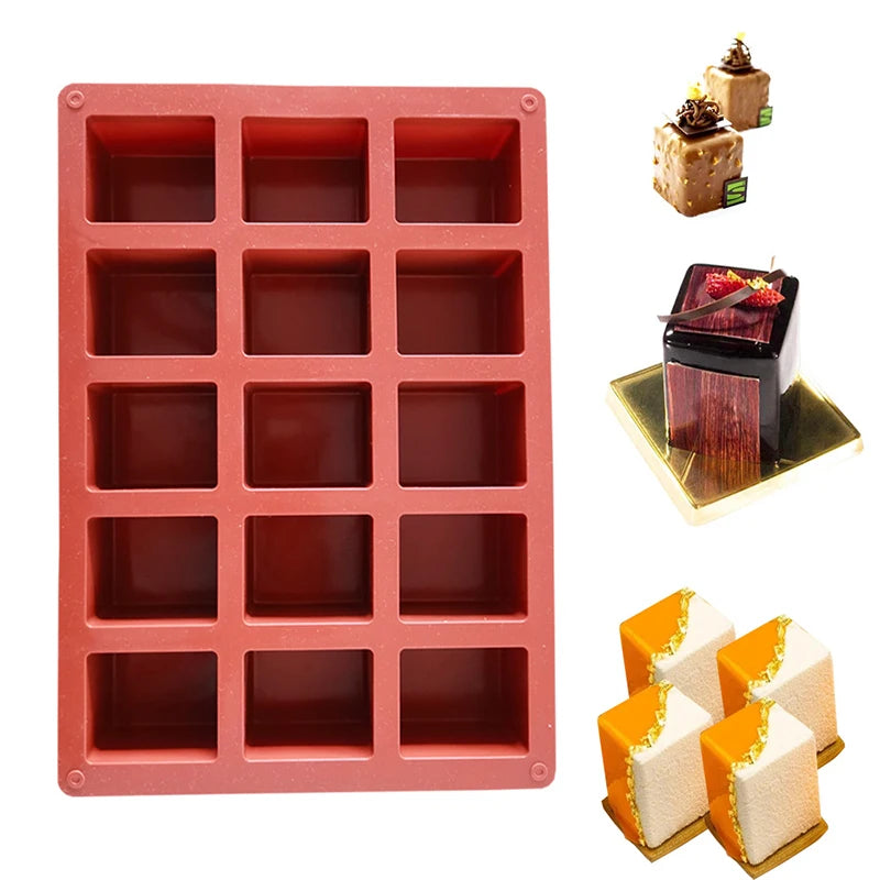 Early Riser Large 15 Cavity Rectangle Silicone Soap Mold Scented Candles Mouldings Cake Tools for Chocolate Jelly Pudding Making