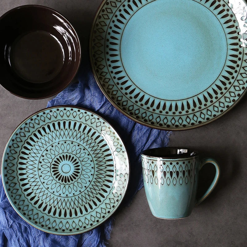 Custom Luxury Ceramic 5pcs Plates Modern Crockery Sets  Dinner Set Porcelain Dinnerware Sets