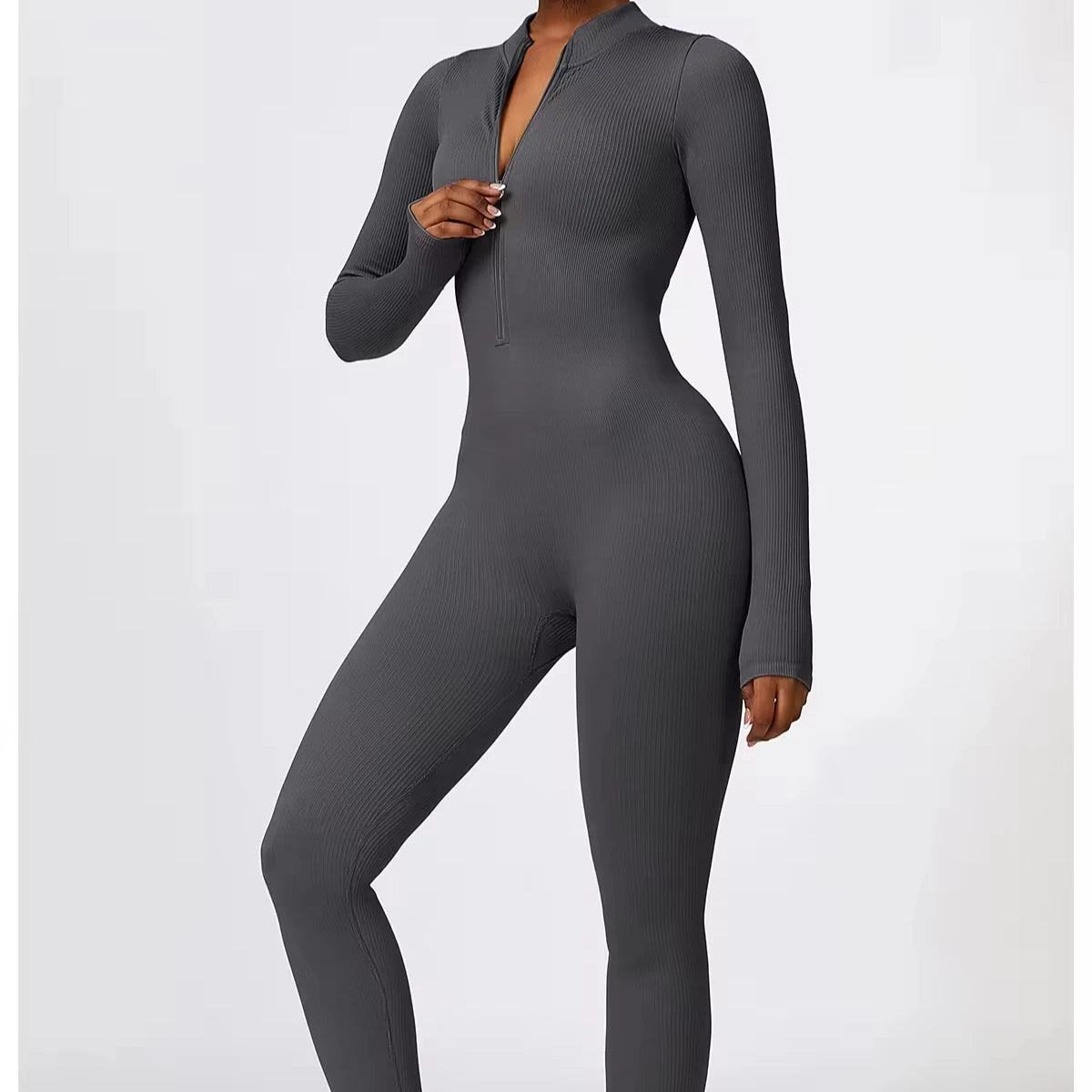 Custom Workout Yoga Set Tight Dancing Yoga Strength Sports Zipper Jumpsuits Yoga Wear Bodysuit Long Sleeve Jumpsuit for Women