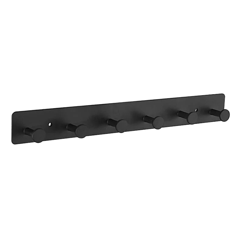 Eco-Friendly Modern Black Aluminum 6-Piece Clothes Hooks & Towel/Robe Hooks for Bathroom